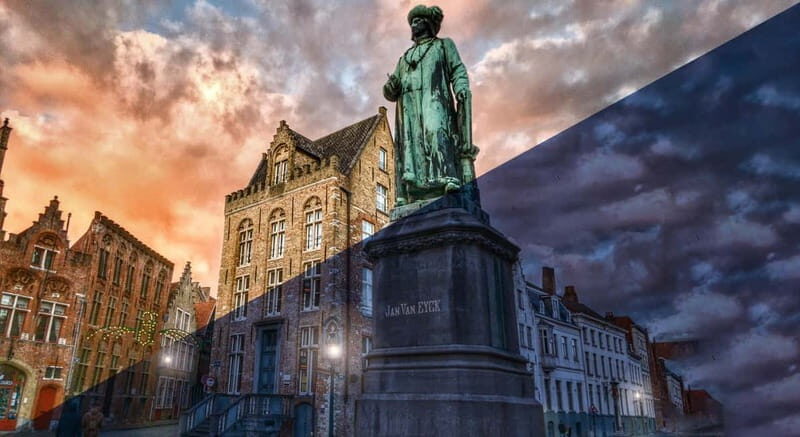 Bruges: Nightly Tales and Untold History Walking Tour - Jan Van Eyck Square: landing back at the story’s frame