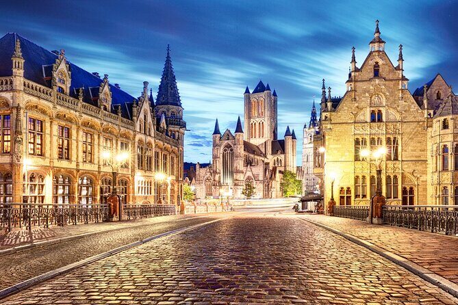 Evening Tour of the Dark Side of Gent - Stop 1: St Michael’s Bridge and Ghent’s Three-Tower Skyline